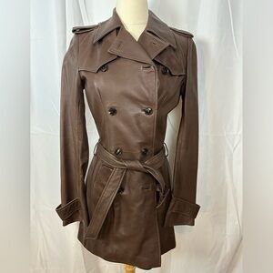 NWT Balenciaga Chocolate Brown Genuine Lambskin Leather Trench Coat Size FR36
